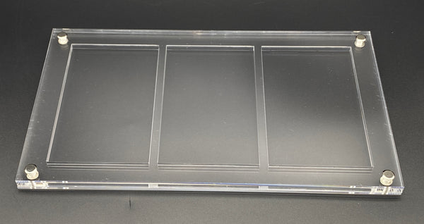 3-fach Premium Acrylcase/Acrylrahmen für PSA-Karten/Slabs inkl. Standfuß/Wandmontage